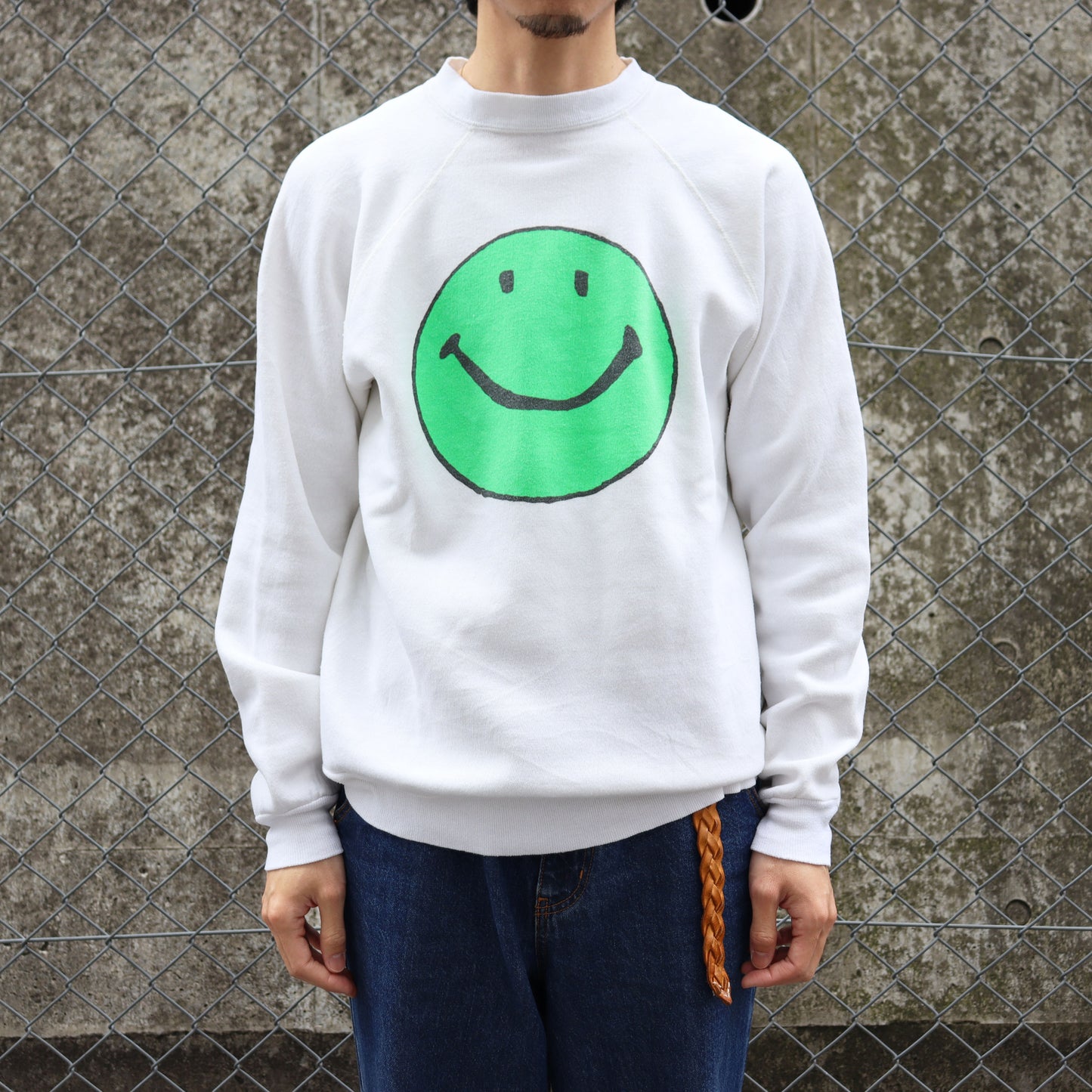 COPYCAT : "Smile" L/S Sweat - White×Green