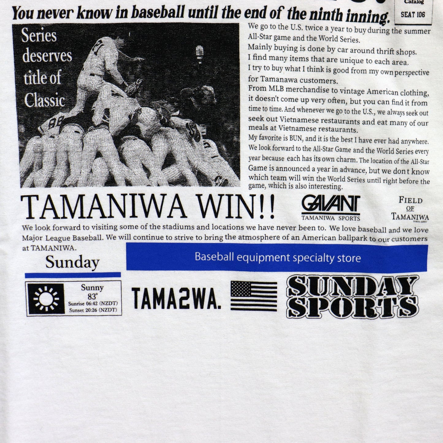 TAMANIWA×SUNDAY SPORTS: TS-6 NEWS PAPER LONG TEE
