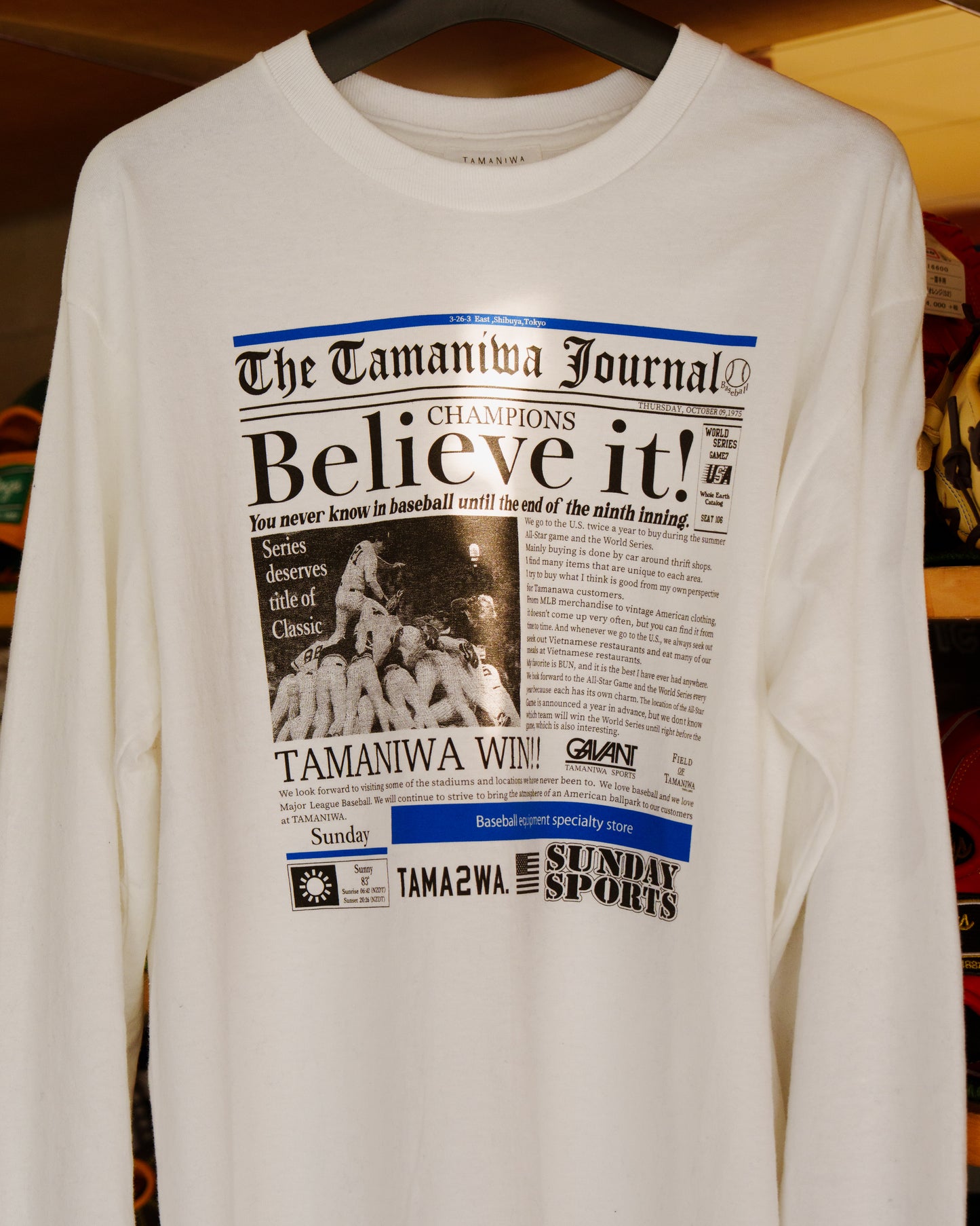 TAMANIWA×SUNDAY SPORTS: TS-6 NEWS PAPER LONG TEE