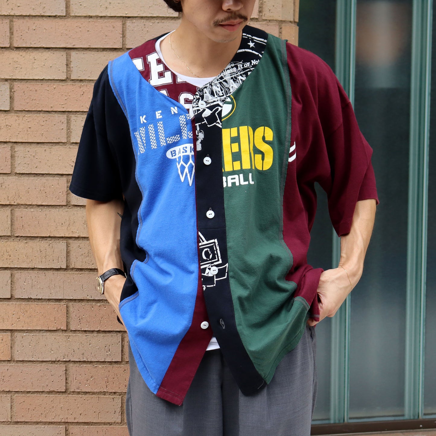 Rebuild by Needles : 4 Cut Wide Baseball Tee - College #1