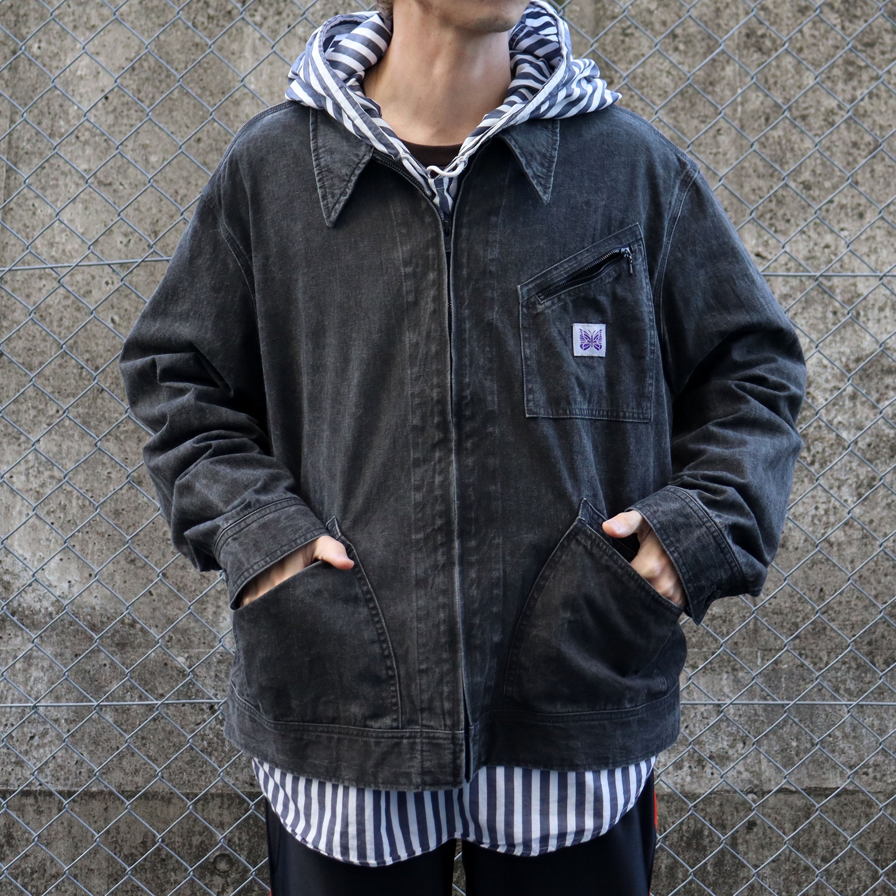 Needles: Zipped Work Jacket - C/L Canvas / Sumi Dye – TAMANIWA