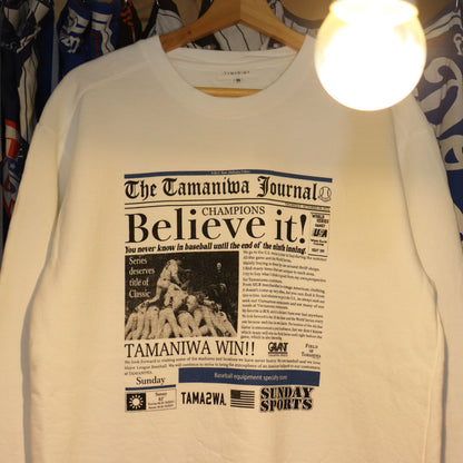 TAMANIWA×SUNDAY SPORTS: [10/13 (Mon)20:00PM Release] TS-6 NEWS PAPER LONG TEE
