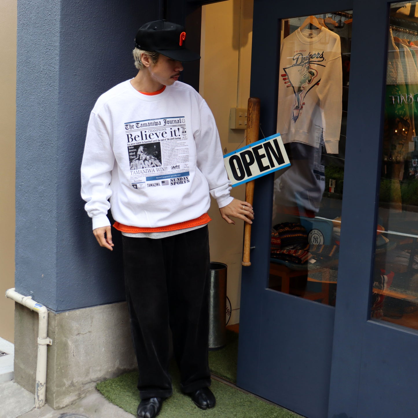 TAMANIWA×SUNDAY SPORTS : TS-6 NEWS PAPER LONG TEE