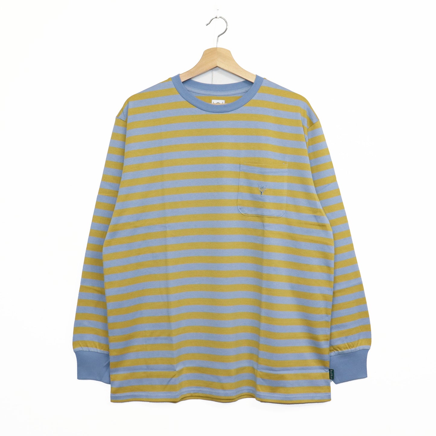 South2 West8 : L/S Round Pocket Tee - Stripe Jersey [SAX BLUE]