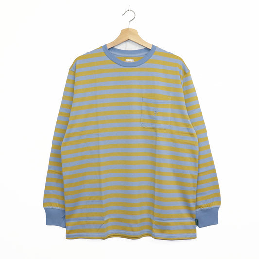 South2 West8 : L/S Round Pocket Tee - Stripe Jersey [SAX BLUE]