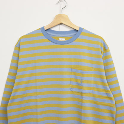 South2 West8 : L/S Round Pocket Tee - Stripe Jersey [SAX BLUE]