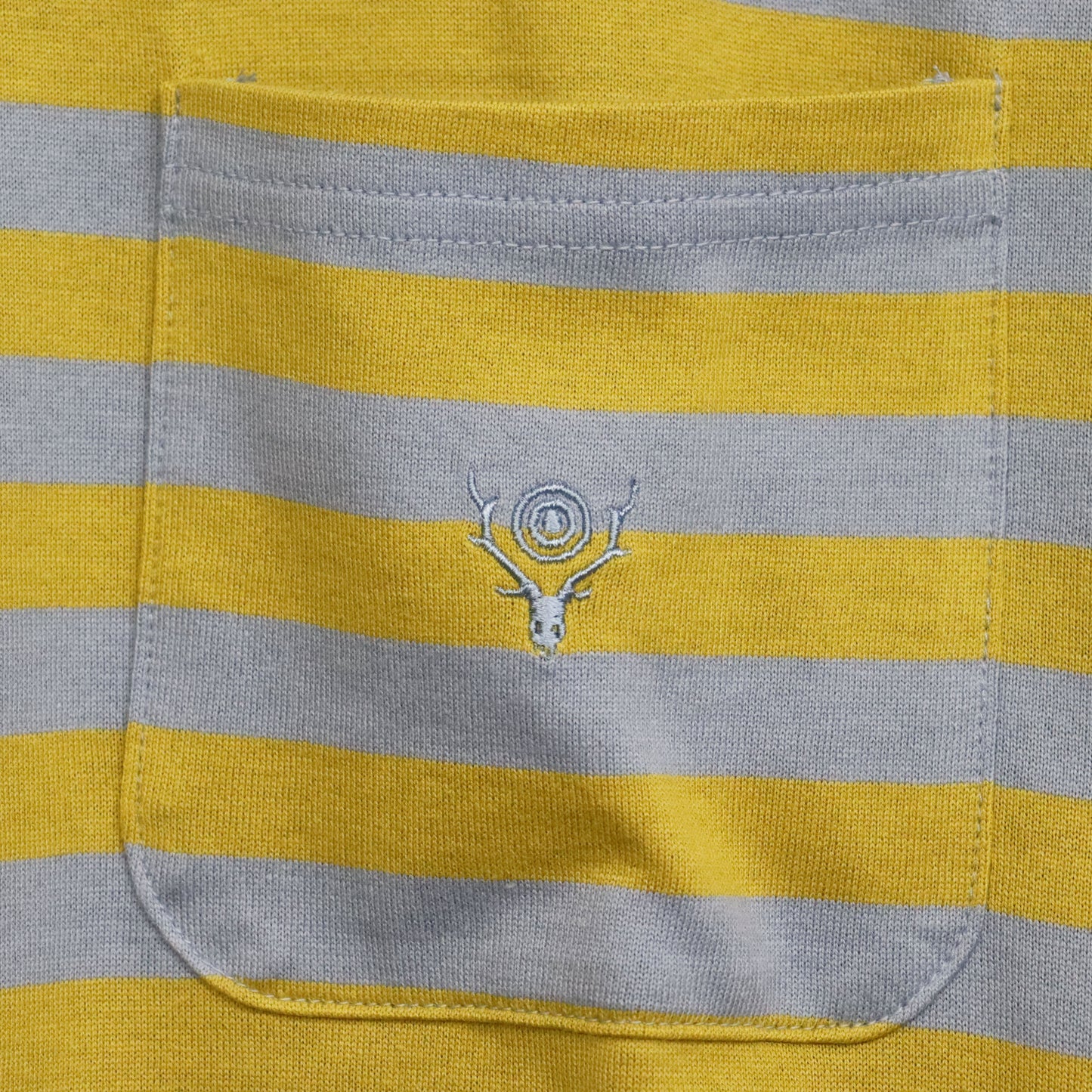 South2 West8 : L/S Round Pocket Tee - Stripe Jersey [SAX BLUE]