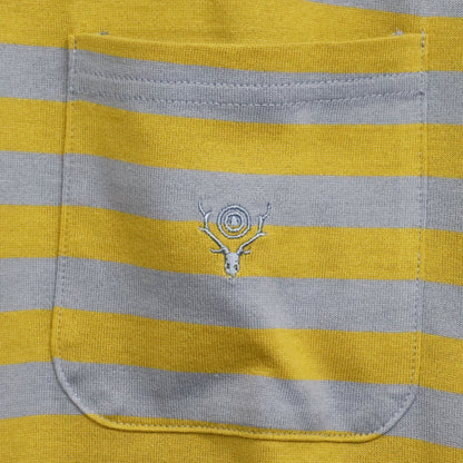 South2 West8 : L/S Round Pocket Tee - Stripe Jersey [SAX BLUE]
