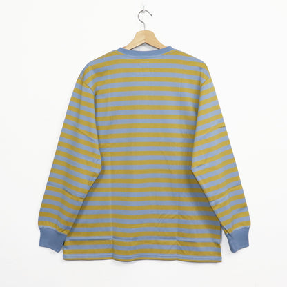 South2 West8 : L/S Round Pocket Tee - Stripe Jersey [SAX BLUE]