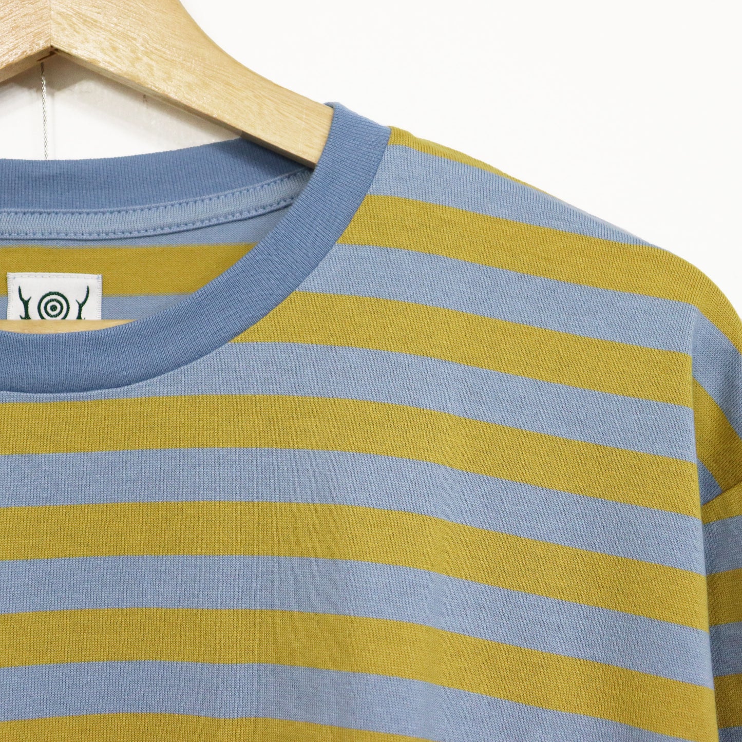 South2 West8 : L/S Round Pocket Tee - Stripe Jersey [SAX BLUE]