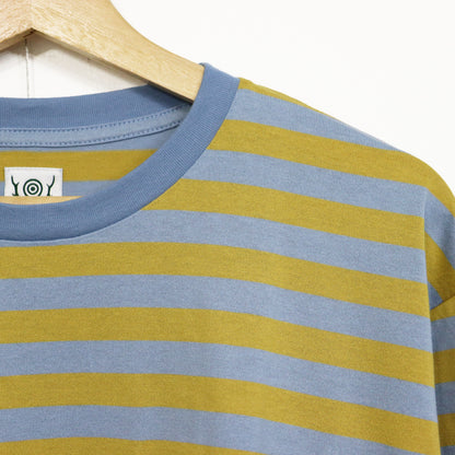 South2 West8 : L/S Round Pocket Tee - Stripe Jersey [SAX BLUE]