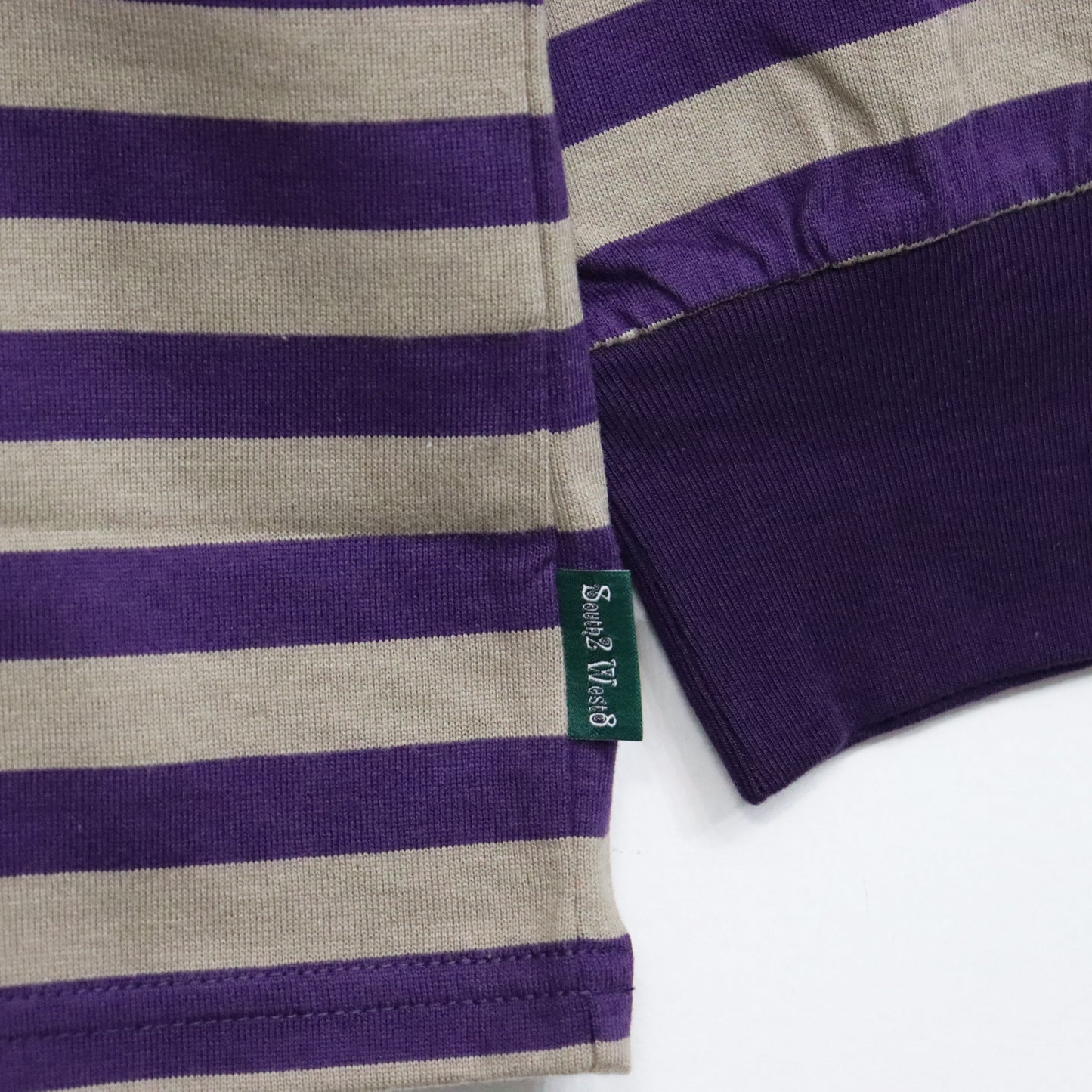 South2 West8 : L/S Round Pocket Tee - Stripe Jersey [PURPLE]
