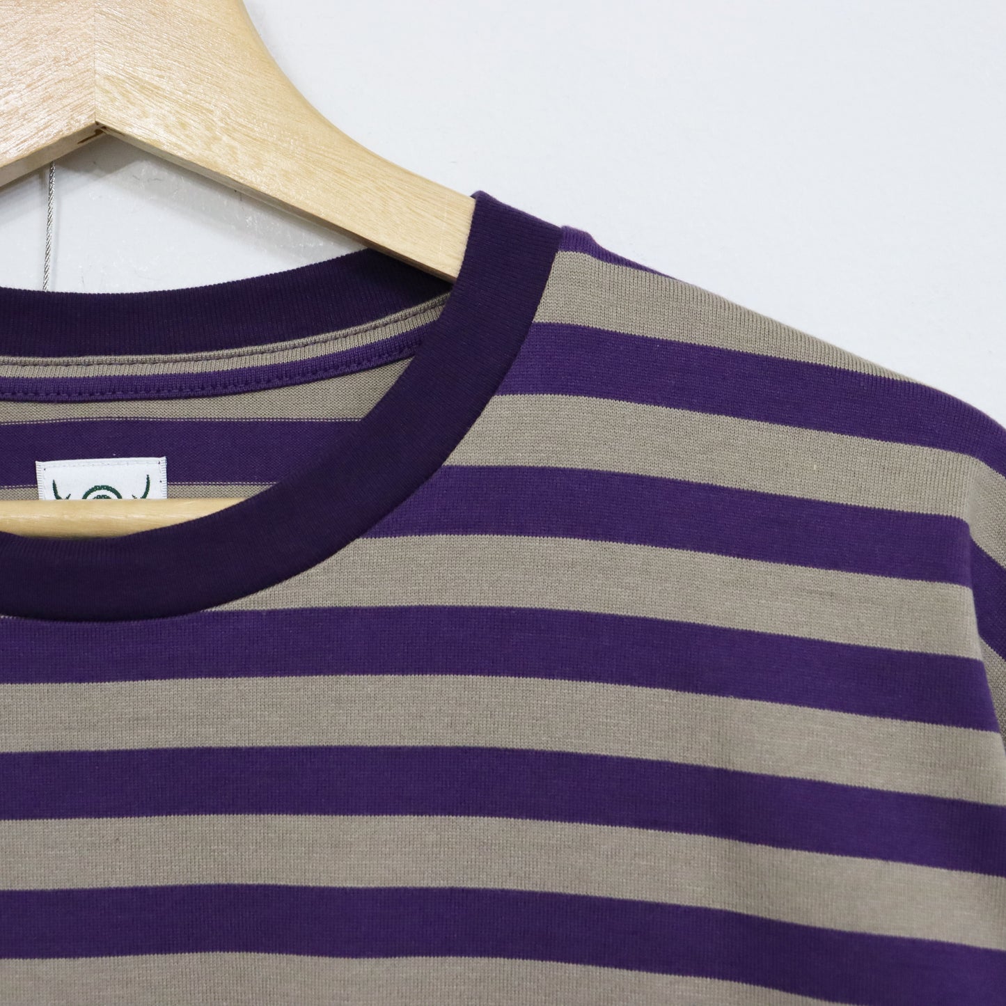 South2 West8 : L/S Round Pocket Tee - Stripe Jersey [PURPLE]