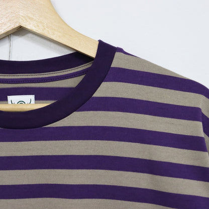 South2 West8 : L/S Round Pocket Tee - Stripe Jersey [PURPLE]