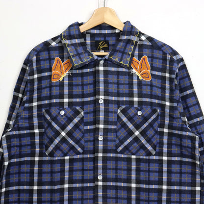 Needles : One-Up Shirt - Printed Flannel / Plaid 【BLUE×NAVY】