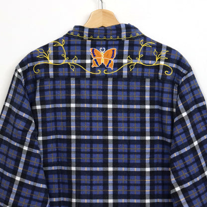 Needles : One-Up Shirt - Printed Flannel / Plaid 【BLUE×NAVY】