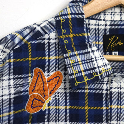 Needles : One-Up Shirt - Printed Flannel / Plaid 【BLUE×WHITE】
