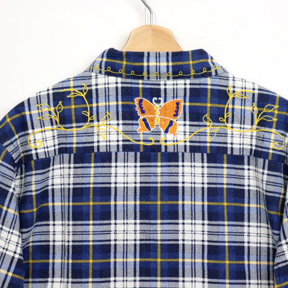 Needles : One-Up Shirt - Printed Flannel / Plaid 【BLUE×WHITE】