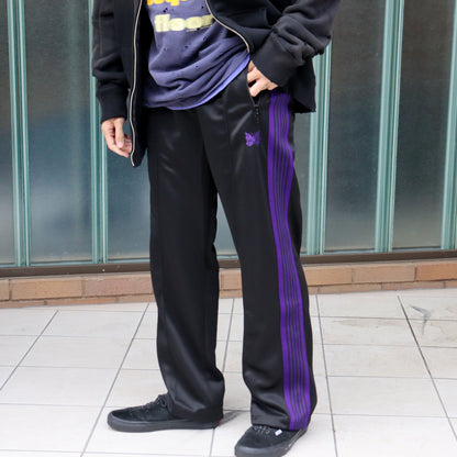Needles : Track Pant - Poly Smooth 【BLACK×PURPLE】