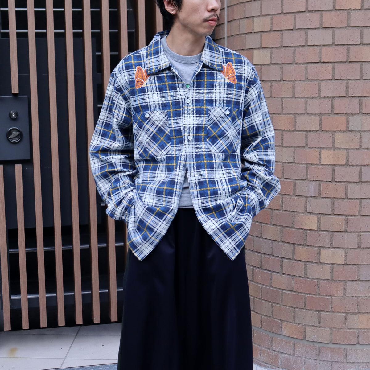 Needles : One-Up Shirt - Printed Flannel / Plaid 【BLUE×WHITE】