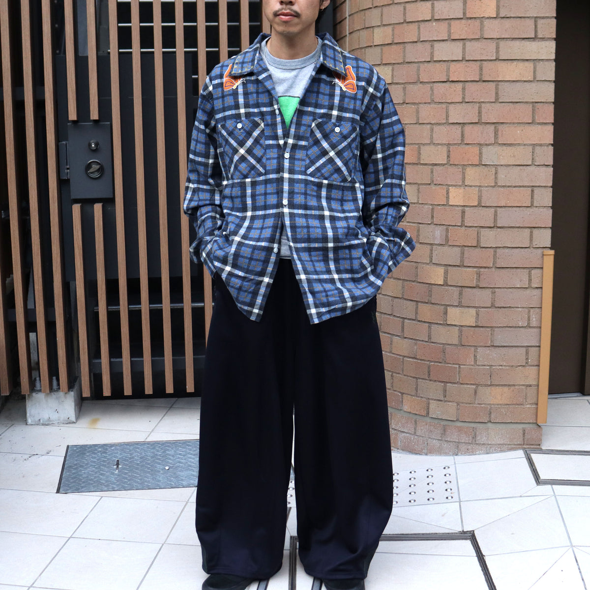 Needles : One-Up Shirt - Printed Flannel / Plaid 【BLUE×NAVY】