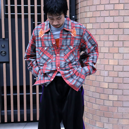Needles : One-Up Shirt - Printed Flannel / Plaid 【RED×GREY】