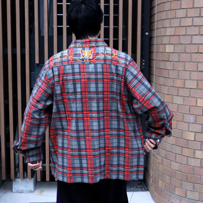Needles : One-Up Shirt - Printed Flannel / Plaid 【RED×GREY】