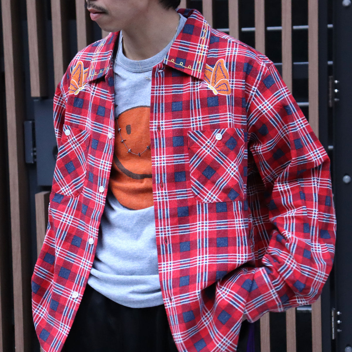 Needles : One-Up Shirt - Printed Flannel / Plaid 【RED×NAVY】