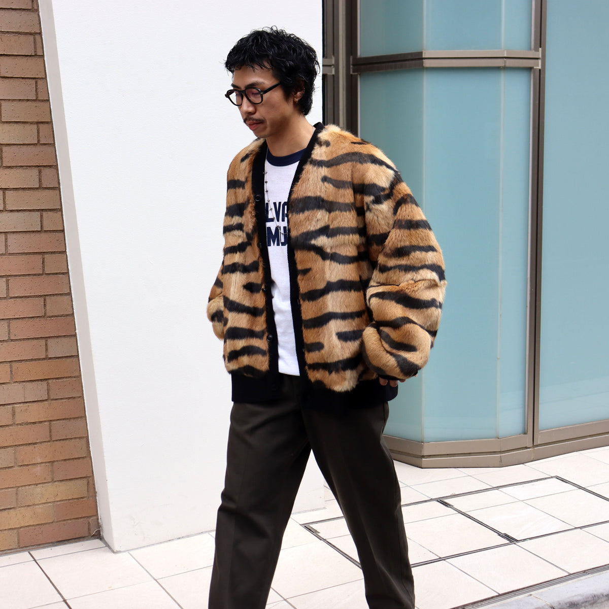 Needles : Rabbit Fur Cardigan - Animal Printed - 【Tiger】