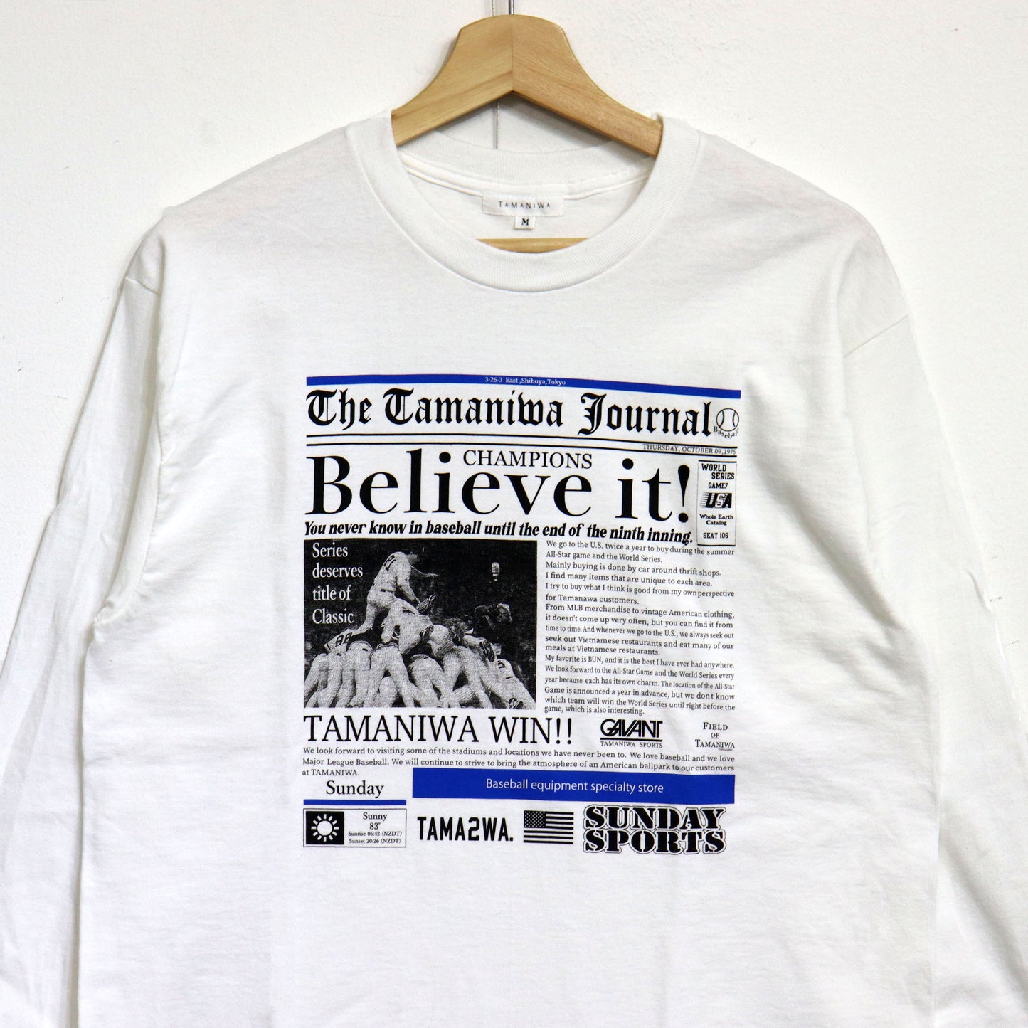 TAMANIWA×SUNDAY SPORTS: TS-6 NEWS PAPER LONG TEE