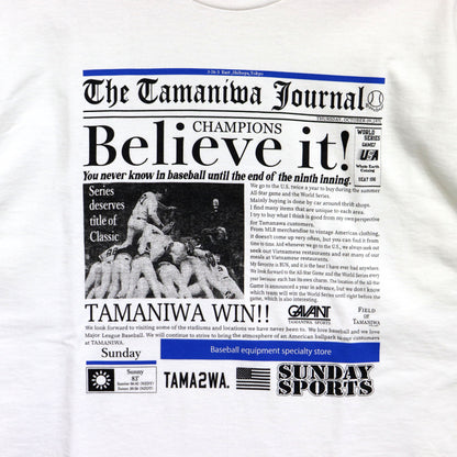 TAMANIWA×SUNDAY SPORTS: TS-6 NEWS PAPER LONG TEE