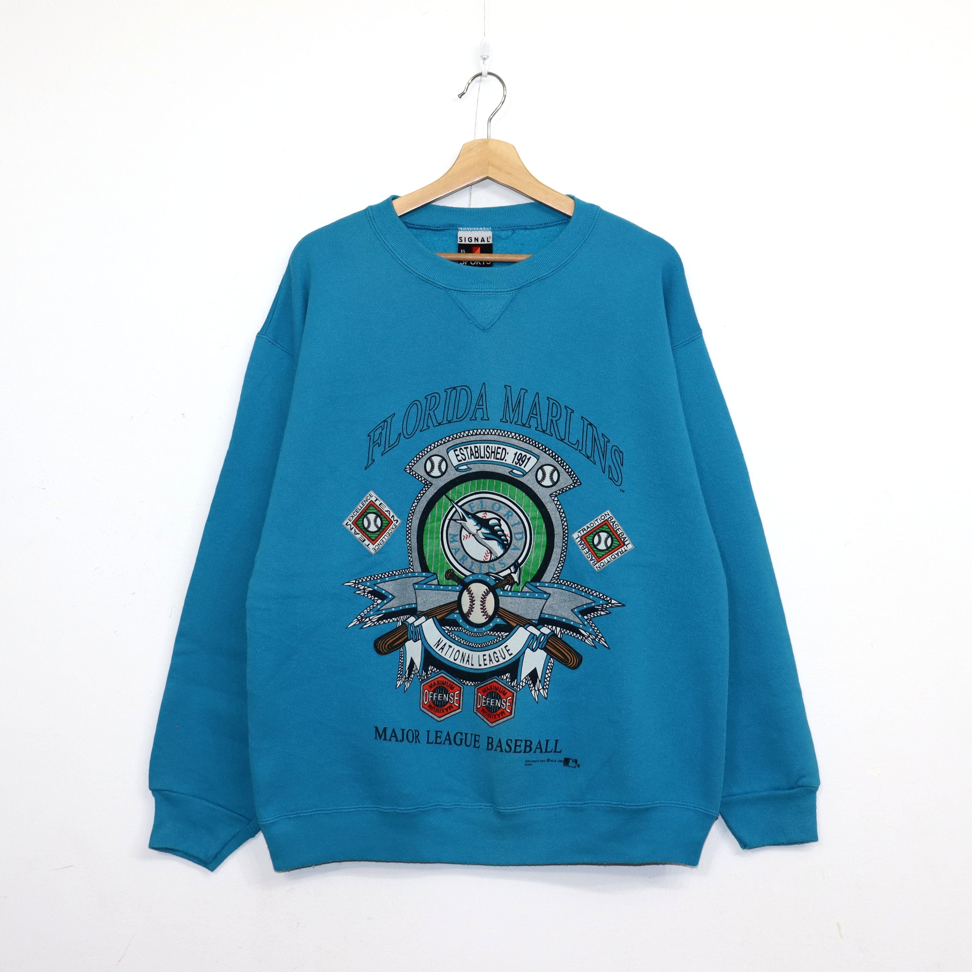 used : (Signal) FLO Marlins 1991 V-gusset Sweat – TAMANIWA