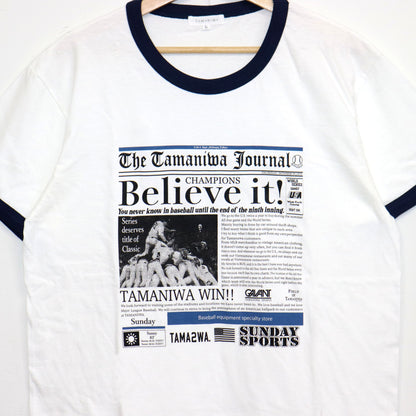 TAMANIWA×SUNDAY SPORTS : TS-7 TAMA NEWS PAPER RINGER TEE