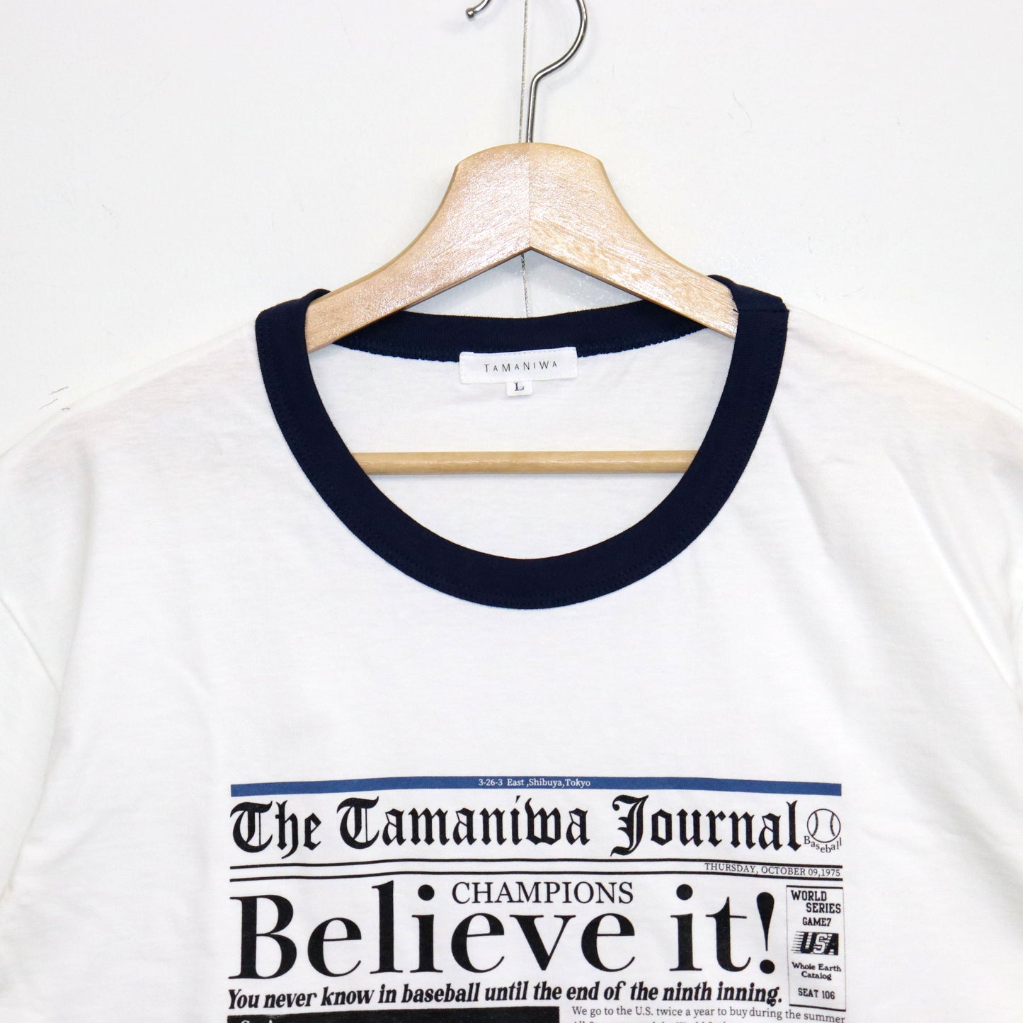TAMANIWA×SUNDAY SPORTS : TS-7 TAMA NEWS PAPER RINGER TEE