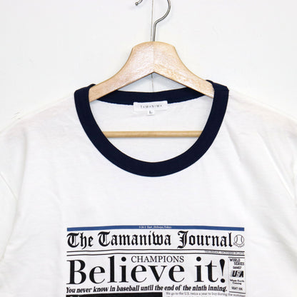 TAMANIWA×SUNDAY SPORTS : TS-7 TAMA NEWS PAPER RINGER TEE