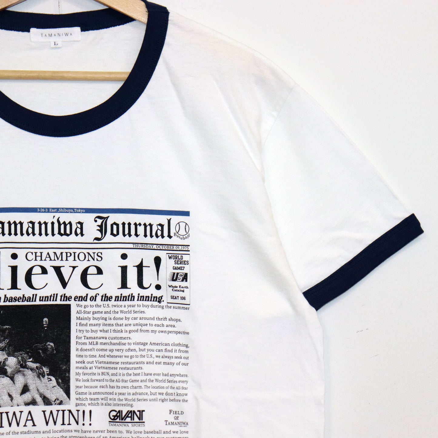 TAMANIWA×SUNDAY SPORTS : TS-7 TAMA NEWS PAPER RINGER TEE