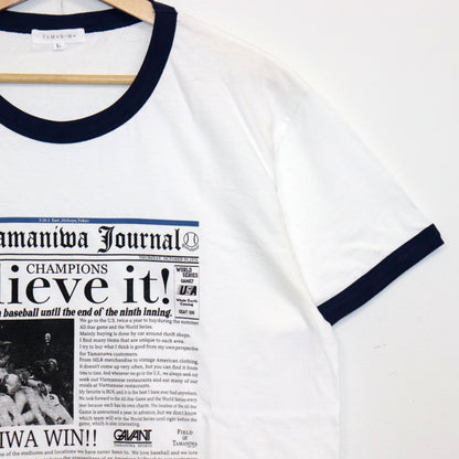 TAMANIWA×SUNDAY SPORTS : TS-7 TAMA NEWS PAPER RINGER TEE
