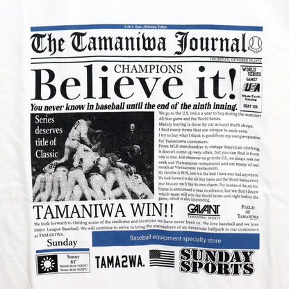 TAMANIWA×SUNDAY SPORTS : TS-7 TAMA NEWS PAPER RINGER TEE