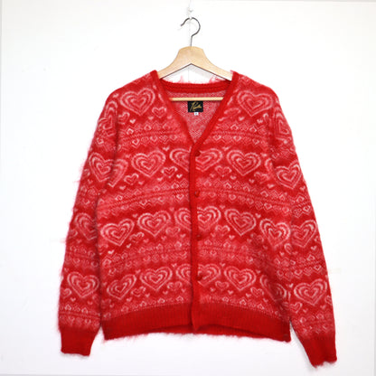 Needles: MOHAIR CARDIGAN - [Heart - Red]