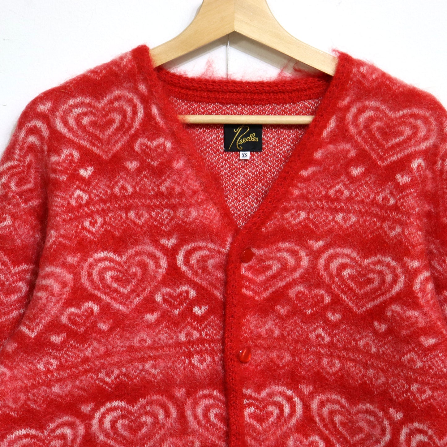 Needles: MOHAIR CARDIGAN - [Heart - Red]