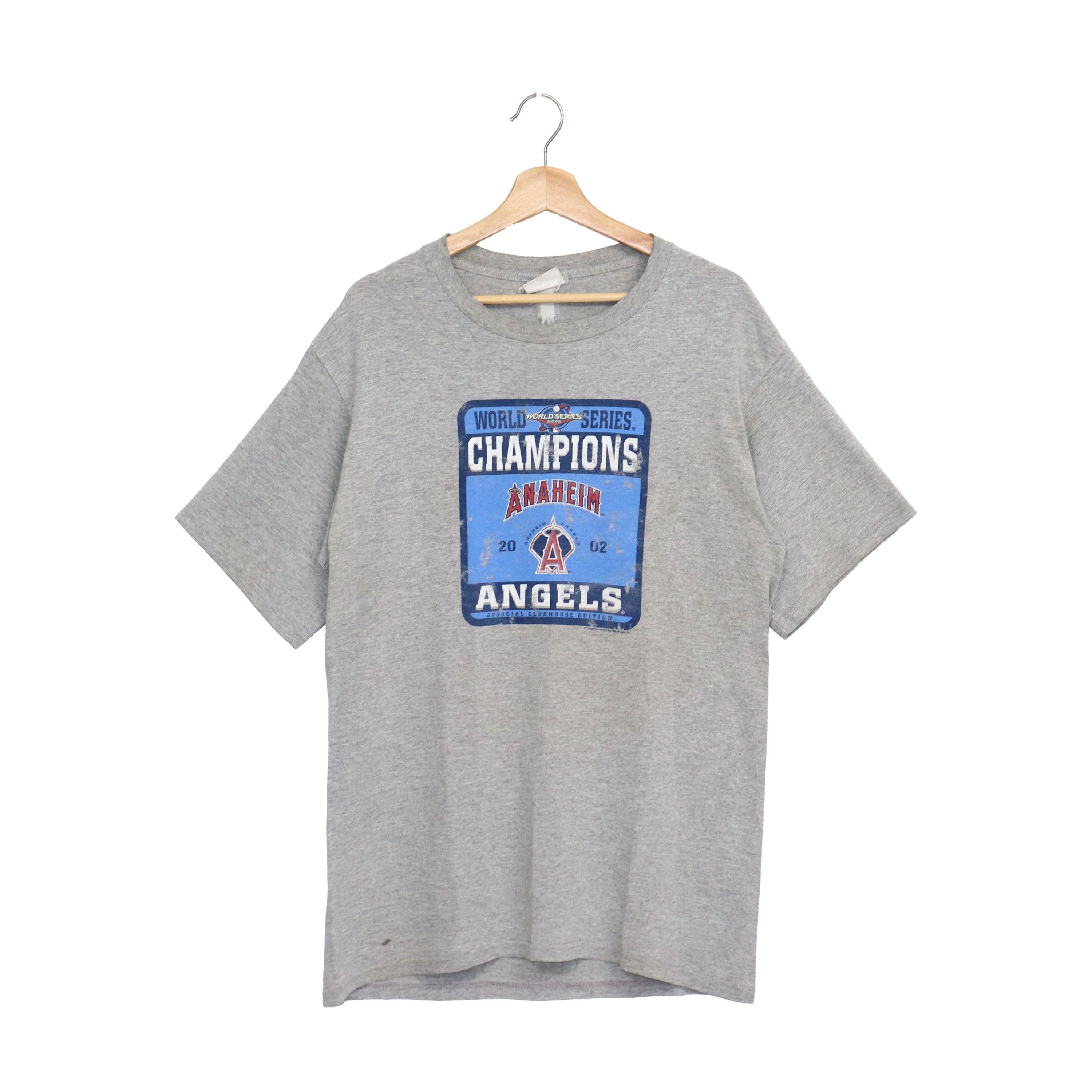 【中古】Los Angeles Angels 応援ユニフォーム 2XL グレー used : (Lee) LA Angels 2002 Champions Tee (K) – TAMANIWA