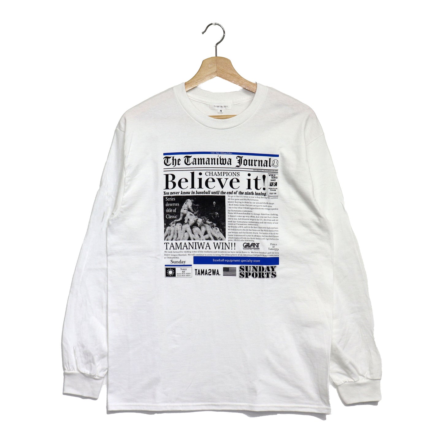 TAMANIWA×SUNDAY SPORTS: TS-6 NEWS PAPER LONG TEE