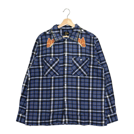 Needles : One-Up Shirt - Printed Flannel / Plaid 【BLUE×NAVY】