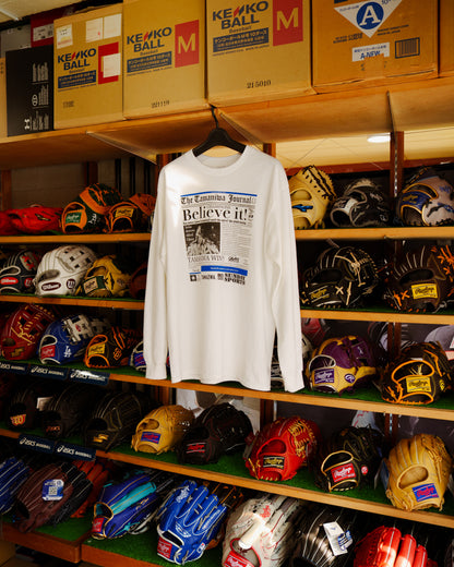 TAMANIWA×SUNDAY SPORTS: TS-6 NEWS PAPER LONG TEE