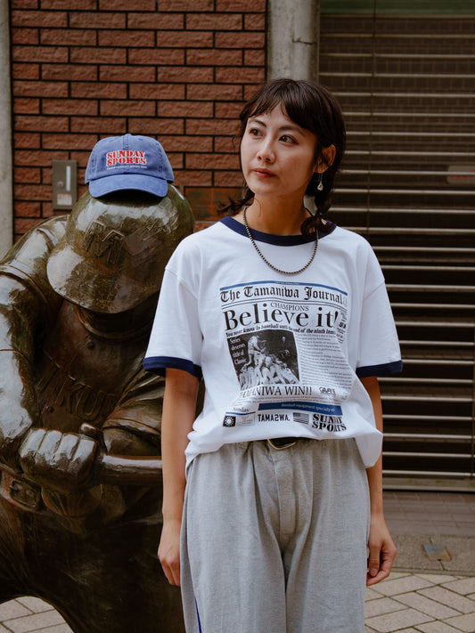 TAMANIWA×SUNDAY SPORTS : TS-7 TAMA NEWS PAPER RINGER TEE