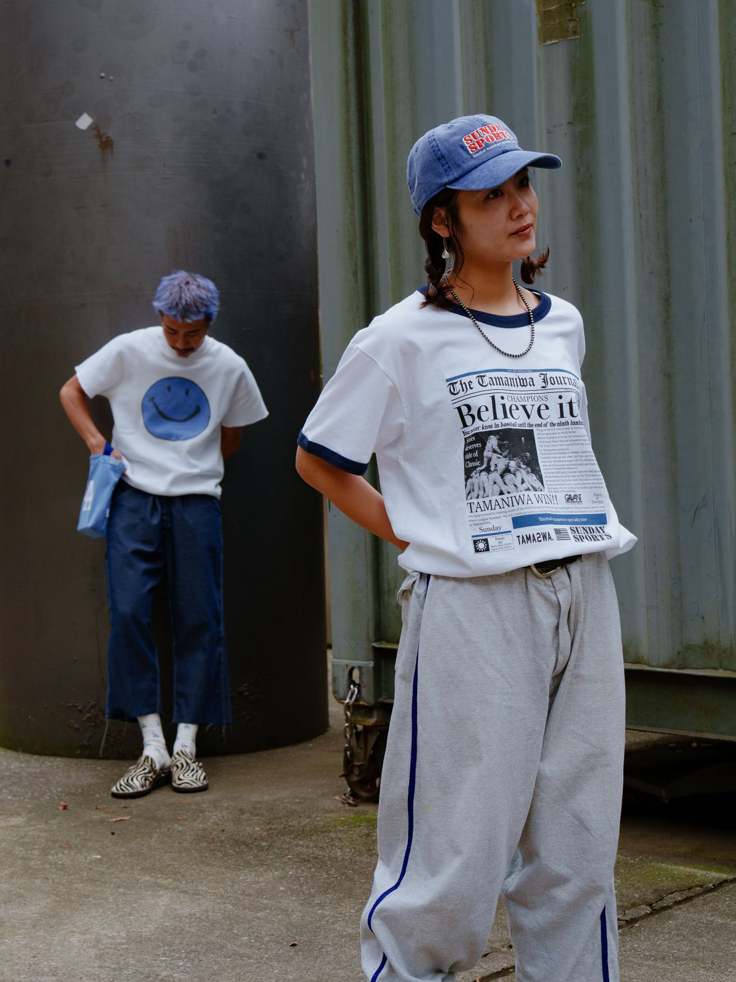 TAMANIWA×SUNDAY SPORTS : TS-7 TAMA NEWS PAPER RINGER TEE