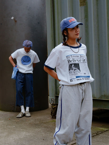 TAMANIWA×SUNDAY SPORTS : TS-7 TAMA NEWS PAPER RINGER TEE